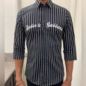 Dolce & Gabbana Striped Button Down Collar Shirt